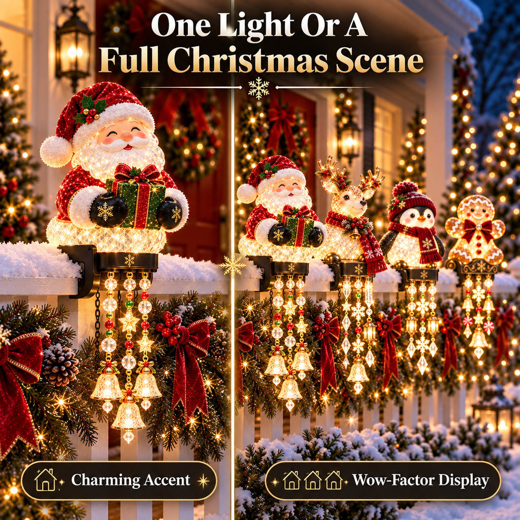 🎄 Weihnachtsbeleuchtung für das Geländer auf der Veranda – 4 festliche Figurenmotive