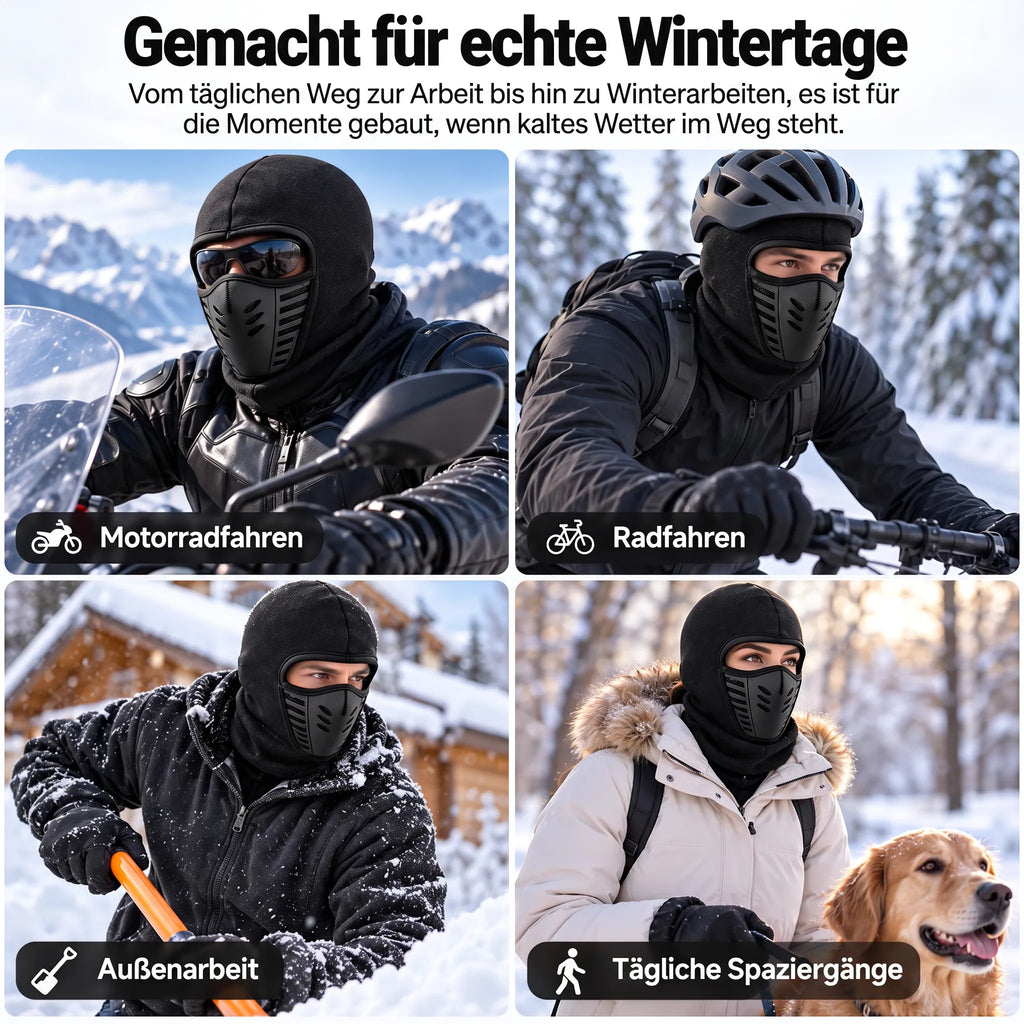 WinterRide 3D-Sturmhaube aus atmungsaktivem Fleece – windabweisende Winter-Gesichtsmaske