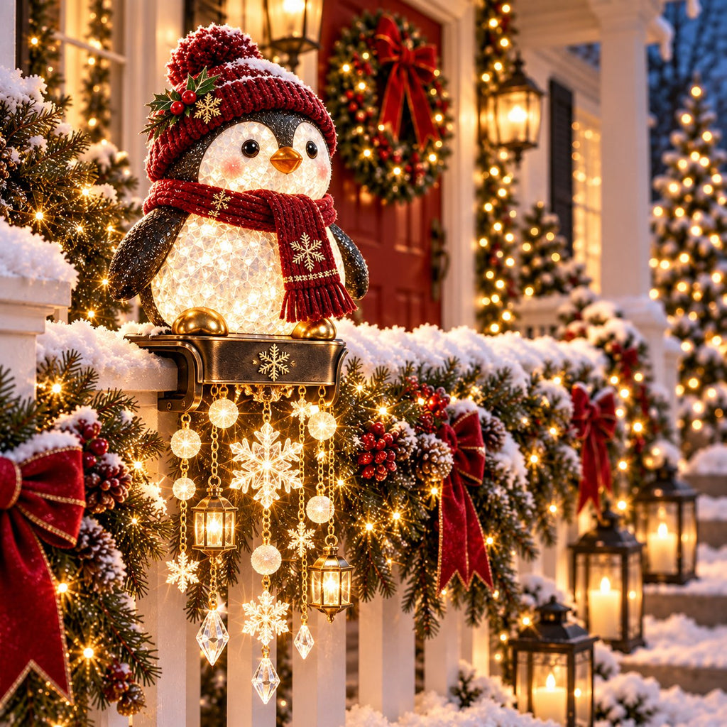 🎄 Weihnachtsbeleuchtung für das Geländer auf der Veranda – 4 festliche Figurenmotive