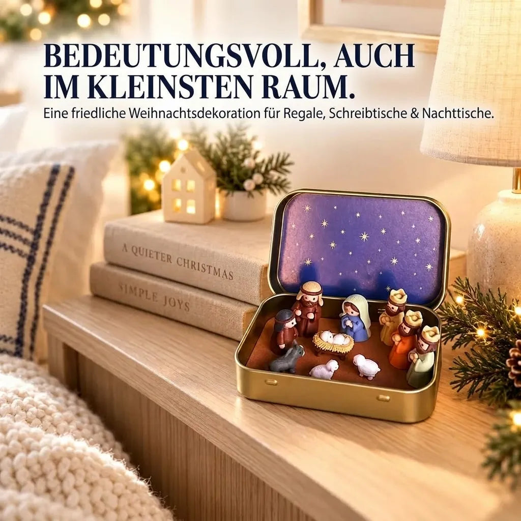 ✨ Tragbare Mini-Krippe in Aufbewahrungsdose – Weihnachtskrippen-Set im Taschenformat