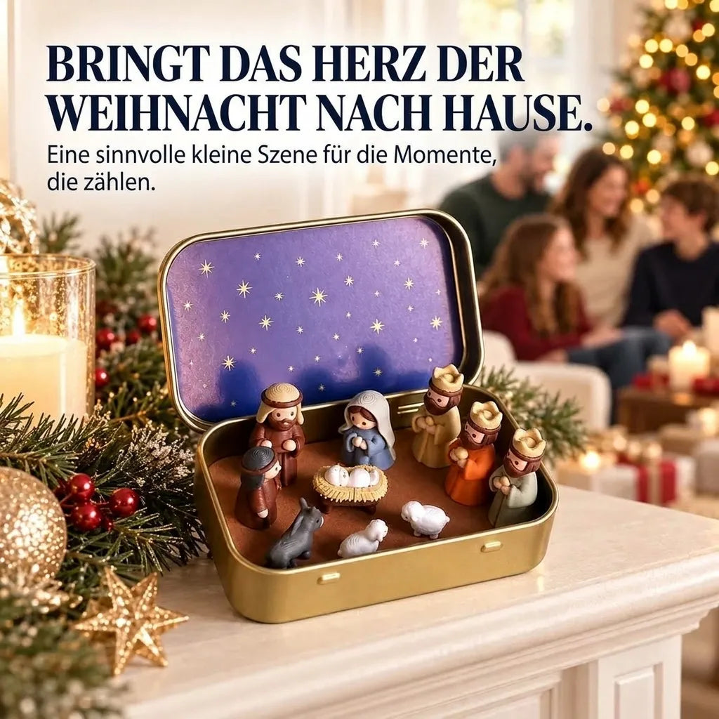 ✨ Tragbare Mini-Krippe in Aufbewahrungsdose – Weihnachtskrippen-Set im Taschenformat