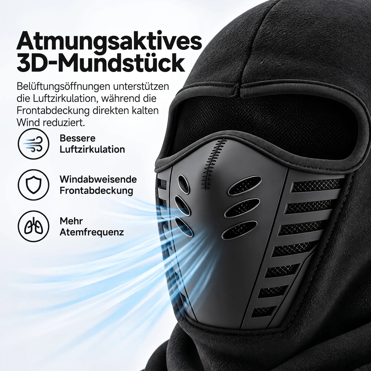 WinterRide 3D-Sturmhaube aus atmungsaktivem Fleece – windabweisende Winter-Gesichtsmaske