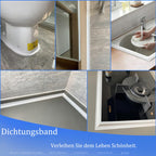 Weißes wasserdichtes, selbstklebendes Dichtband – 3,2 m langlebige Abdichtung für Badezimmer- und Küchenkanten