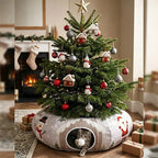 🎁 2-in-1 Weihnachts-Katzentunnel-Bett | Weihnachtsspielzeug für Haustiere mit Weihnachtsmann-Motiv