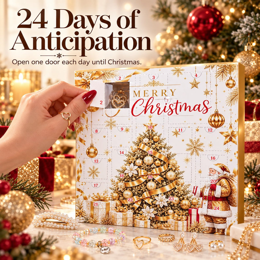 Schmuck Adventskalender mit 24 Türchen | Überraschungen mit Ohrringen, Halsketten & Armbändern