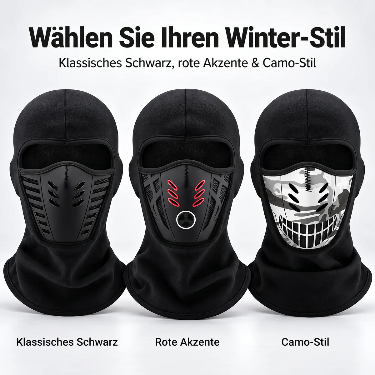 WinterRide 3D-Sturmhaube aus atmungsaktivem Fleece – windabweisende Winter-Gesichtsmaske
