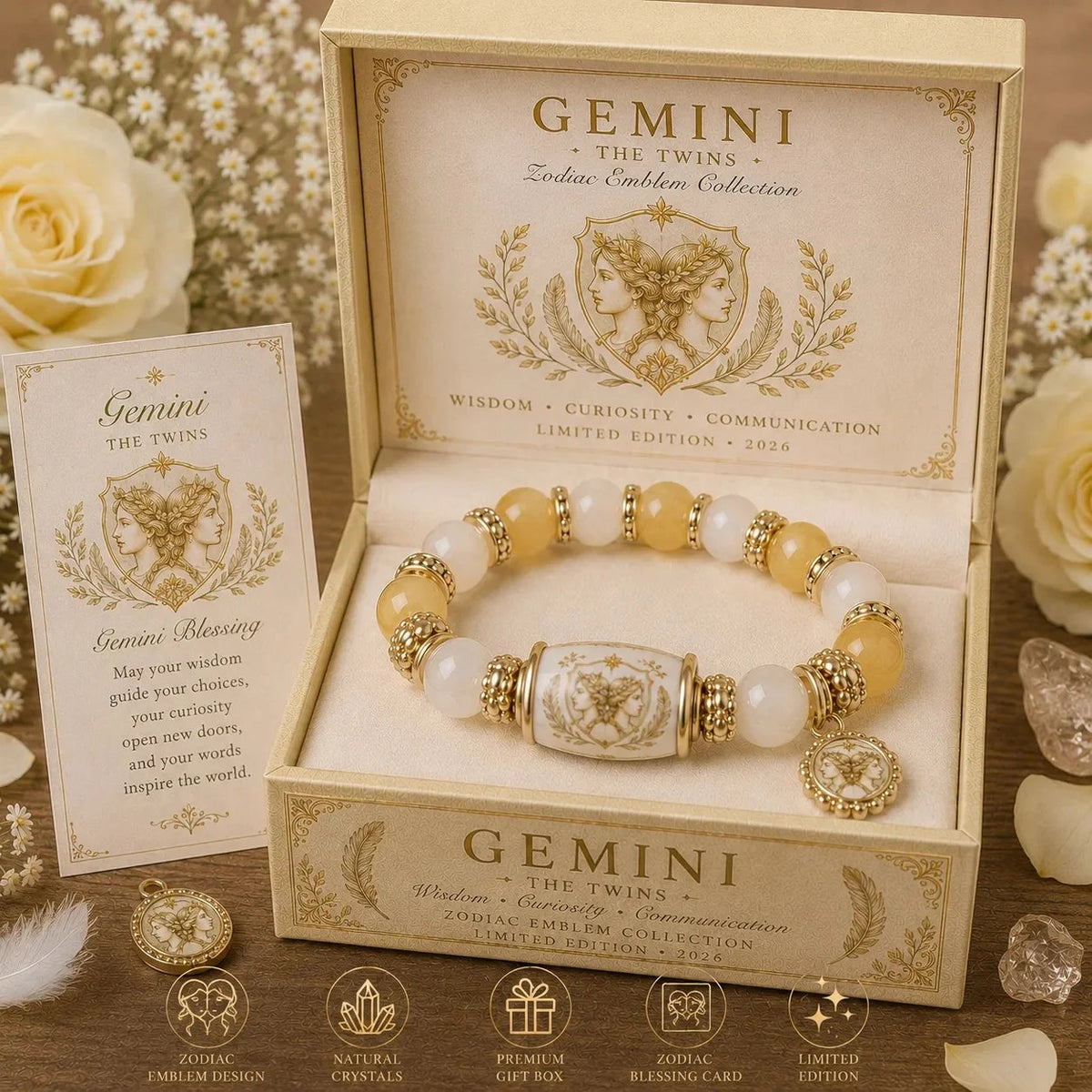 🔥🔥 Limitierte Edition 💫 12-Sternzeichen-Armband – Natur-Chalcedon, Ihr Sternzeichen, Ihre Energie