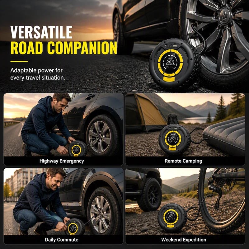 4-in-1 Auto-Notfallhelfer mit Starthilfe & Reifenkompressor