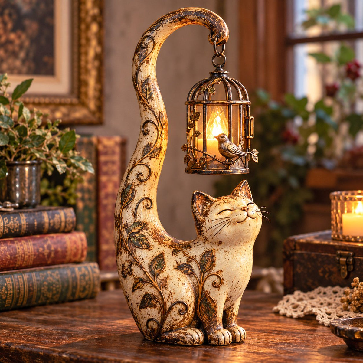 🐈‍⬛ Vintage-Laterne in Katzenform – Ein kleiner Hüter von Wärme, Erinnerungen und gemütlichen Ecken ✨