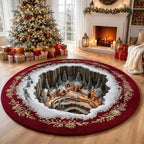 🎄3D-Weihnachtswichtel-Teppich mit optischer Täuschung | Lustige, festliche Must-have-Wohndeko⭐🏠🎁