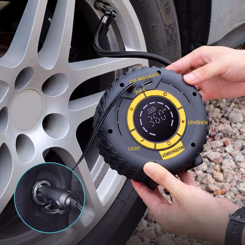 4-in-1 Auto-Notfallhelfer mit Starthilfe & Reifenkompressor