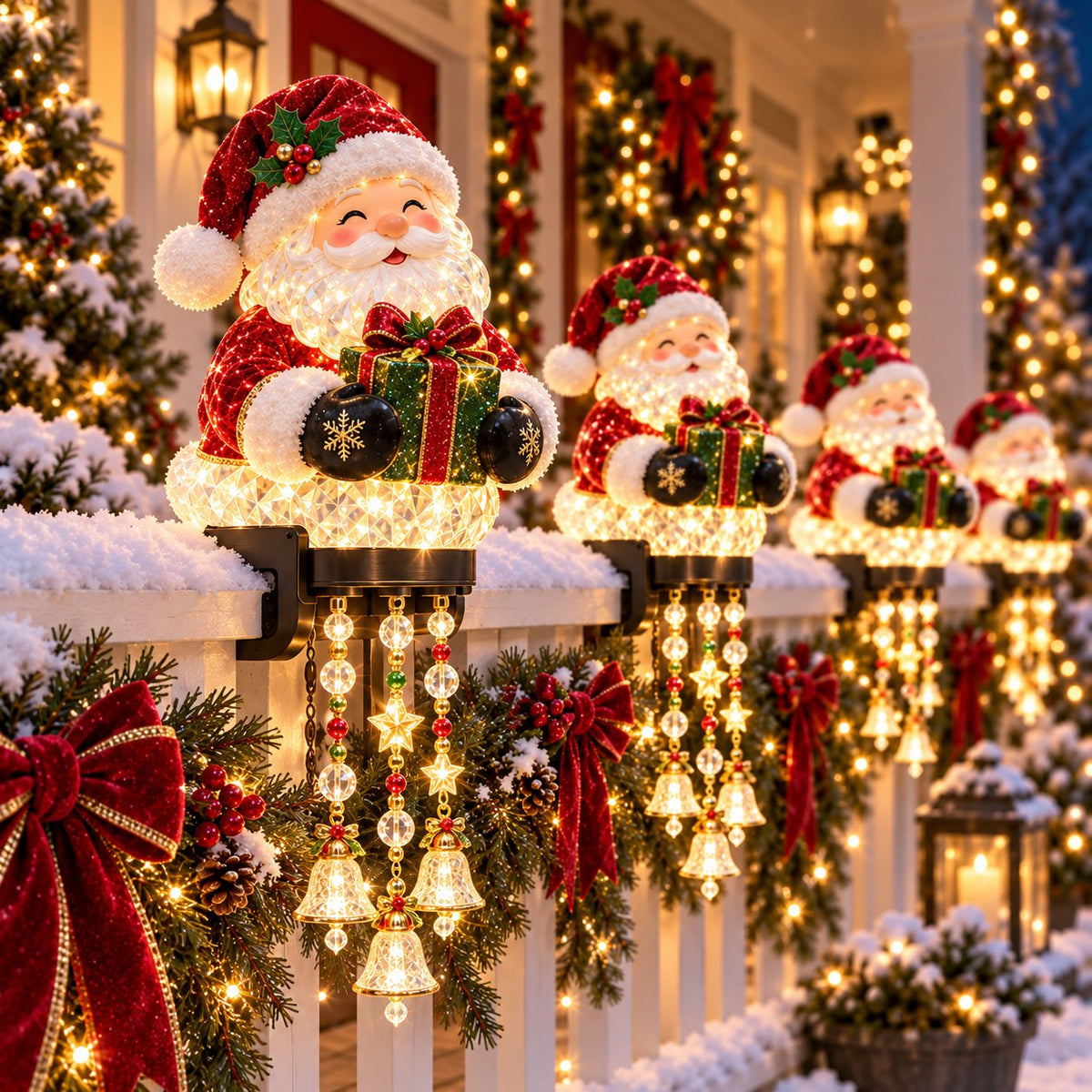 🎄 Weihnachtsbeleuchtung für das Geländer auf der Veranda – 4 festliche Figurenmotive