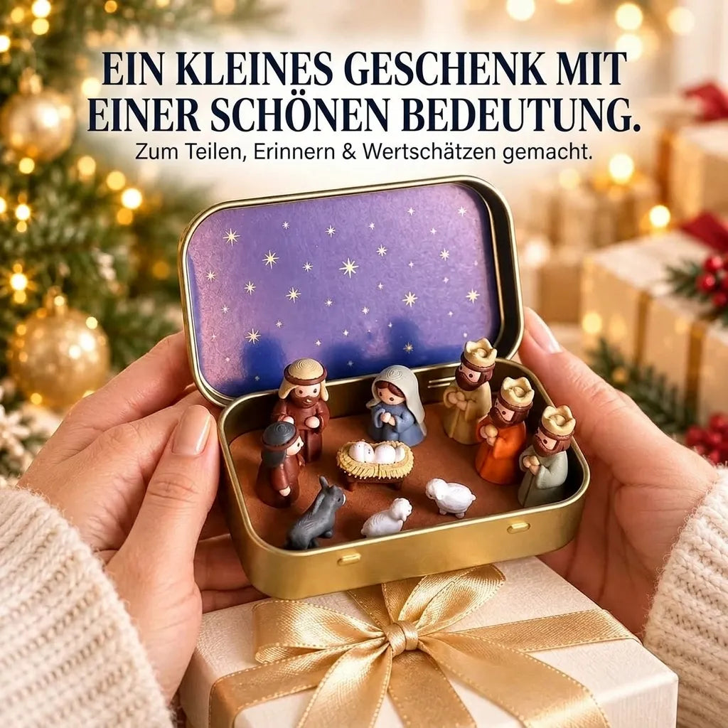 ✨ Tragbare Mini-Krippe in Aufbewahrungsdose – Weihnachtskrippen-Set im Taschenformat