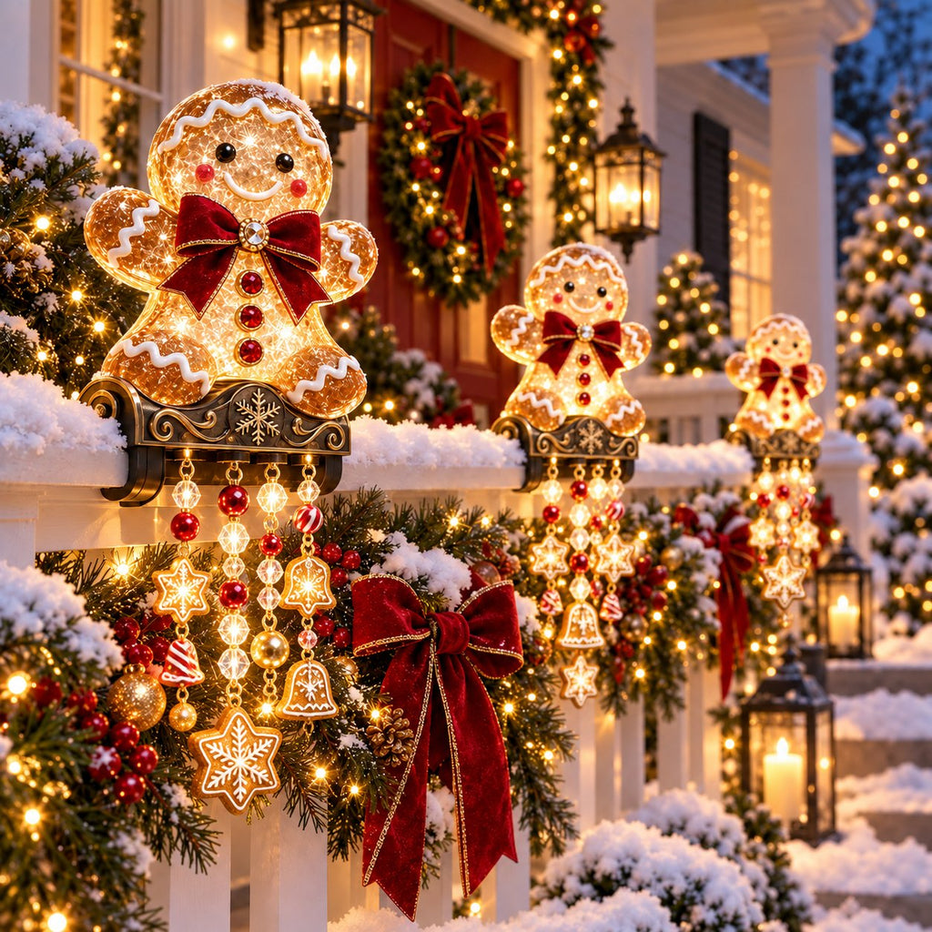 🎄 Weihnachtsbeleuchtung für das Geländer auf der Veranda – 4 festliche Figurenmotive