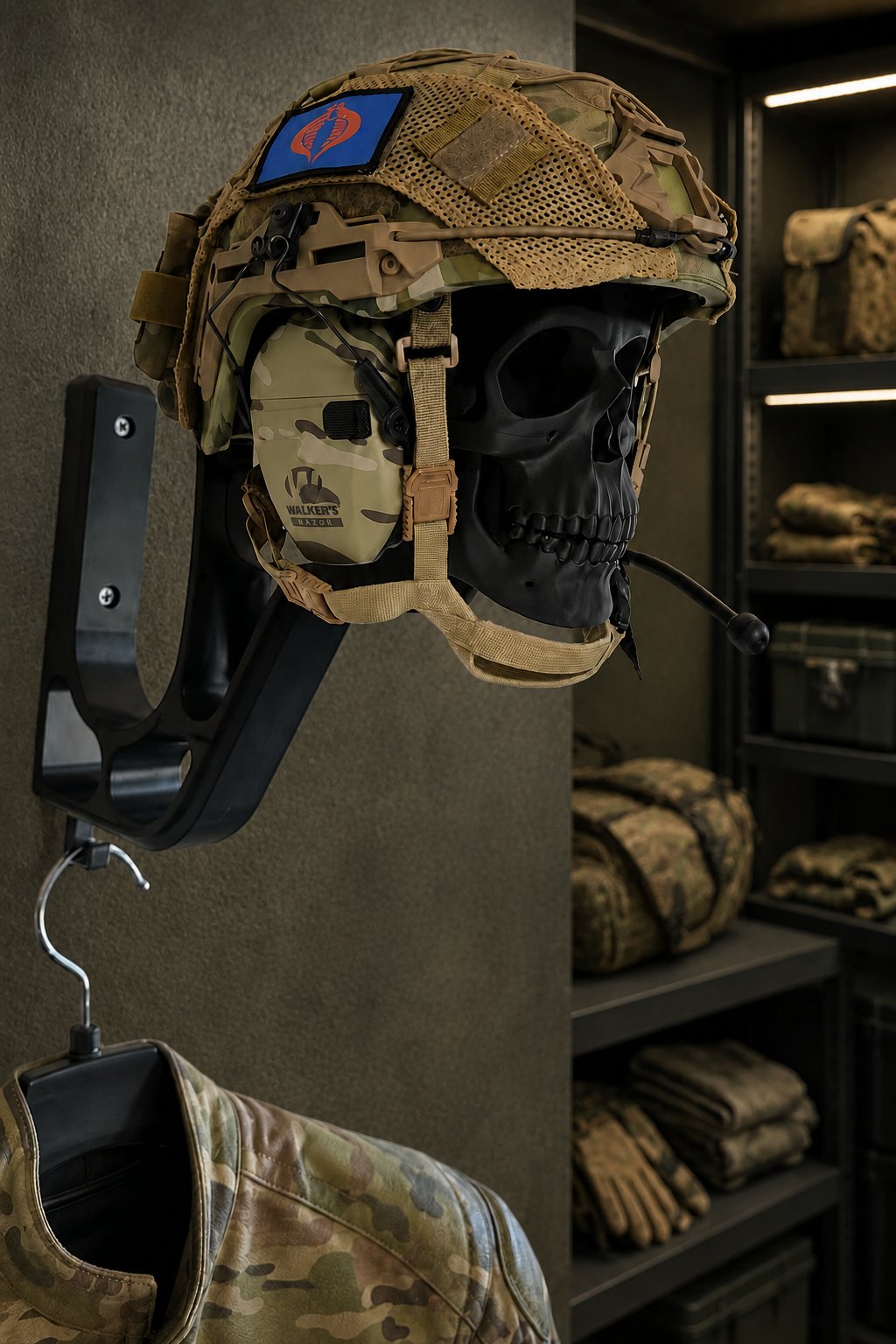 🎭 Black Knight Skull Helmet Stand – Dunkler Ritter-Schädelhelmständer