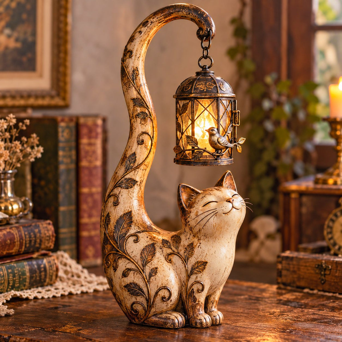 🐈‍⬛ Vintage-Laterne in Katzenform – Ein kleiner Hüter von Wärme, Erinnerungen und gemütlichen Ecken ✨
