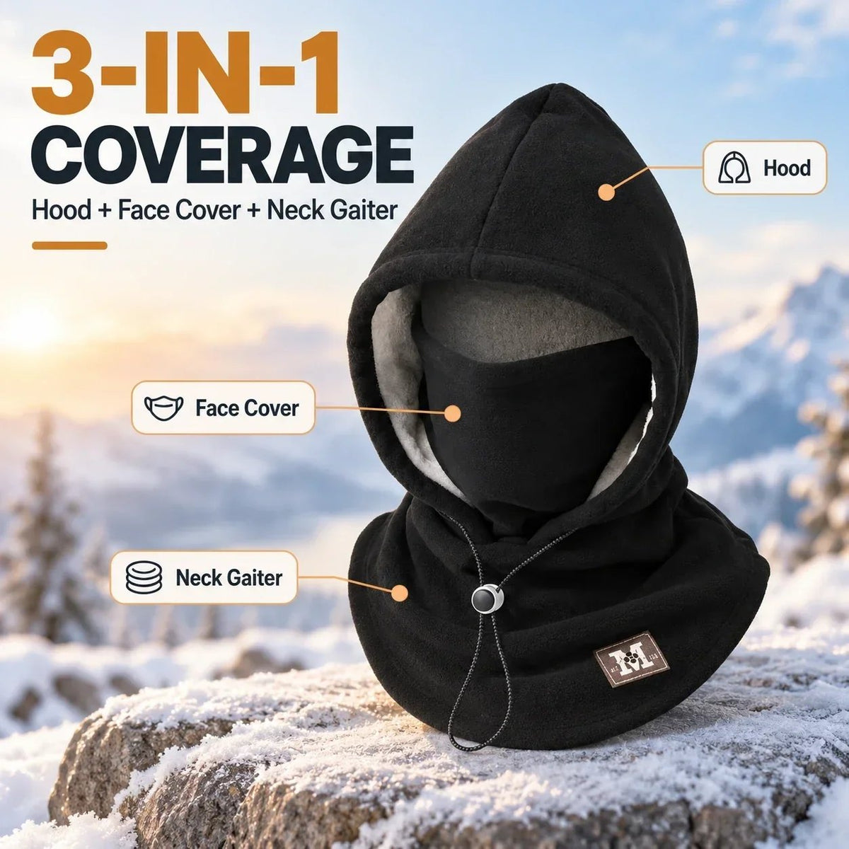Winter-Fleece-Sturmhaube – 3-in-1-Gesichts- und Nackenwärmer