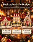 Drei Designs zur Auswahl: A Rotes Dach, B Stadthaus, C Rote Schleife