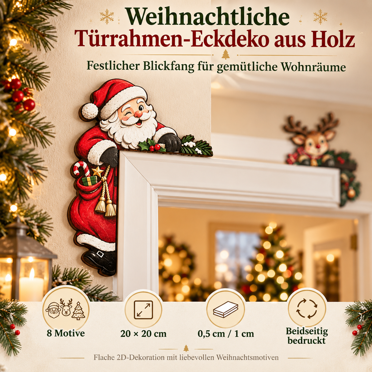 Weihnachtliche Türrahmen-Eckdeko aus Holz – Hero