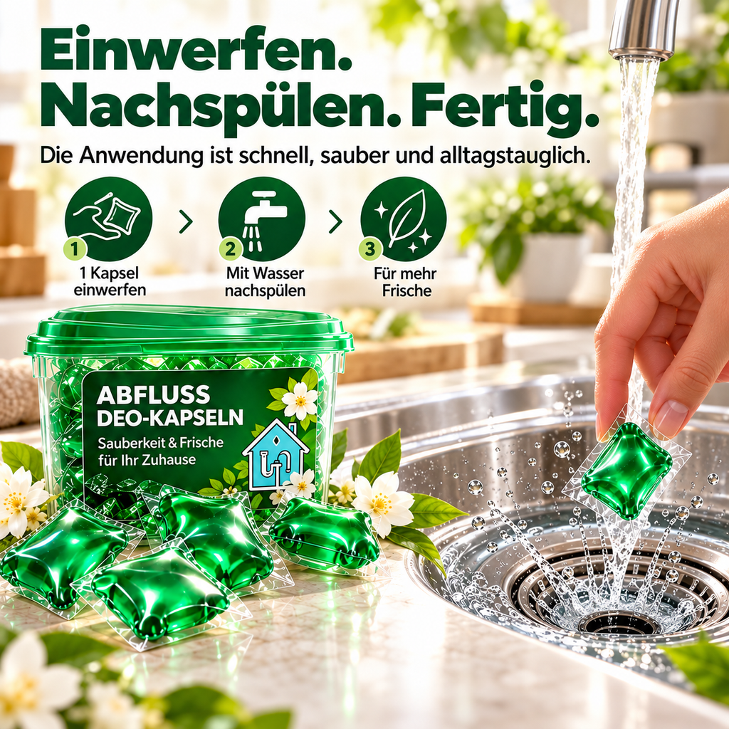Einwerfen. Mit Wasser nachspülen. Fertig.