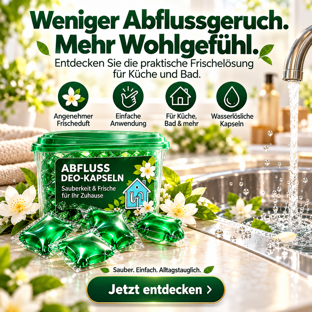 Weniger Abflussgeruch. Mehr Wohlgefühl.
