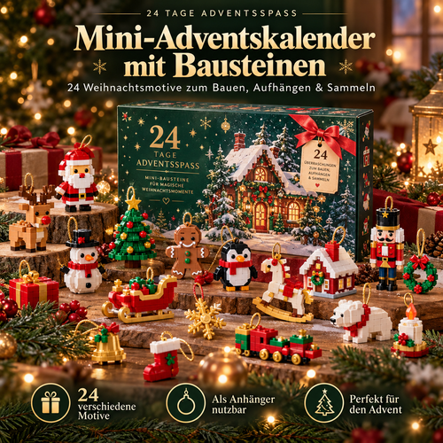 24-Tage Mini-Adventskalender mit Bausteinen – 24 Weihnachtsmotive