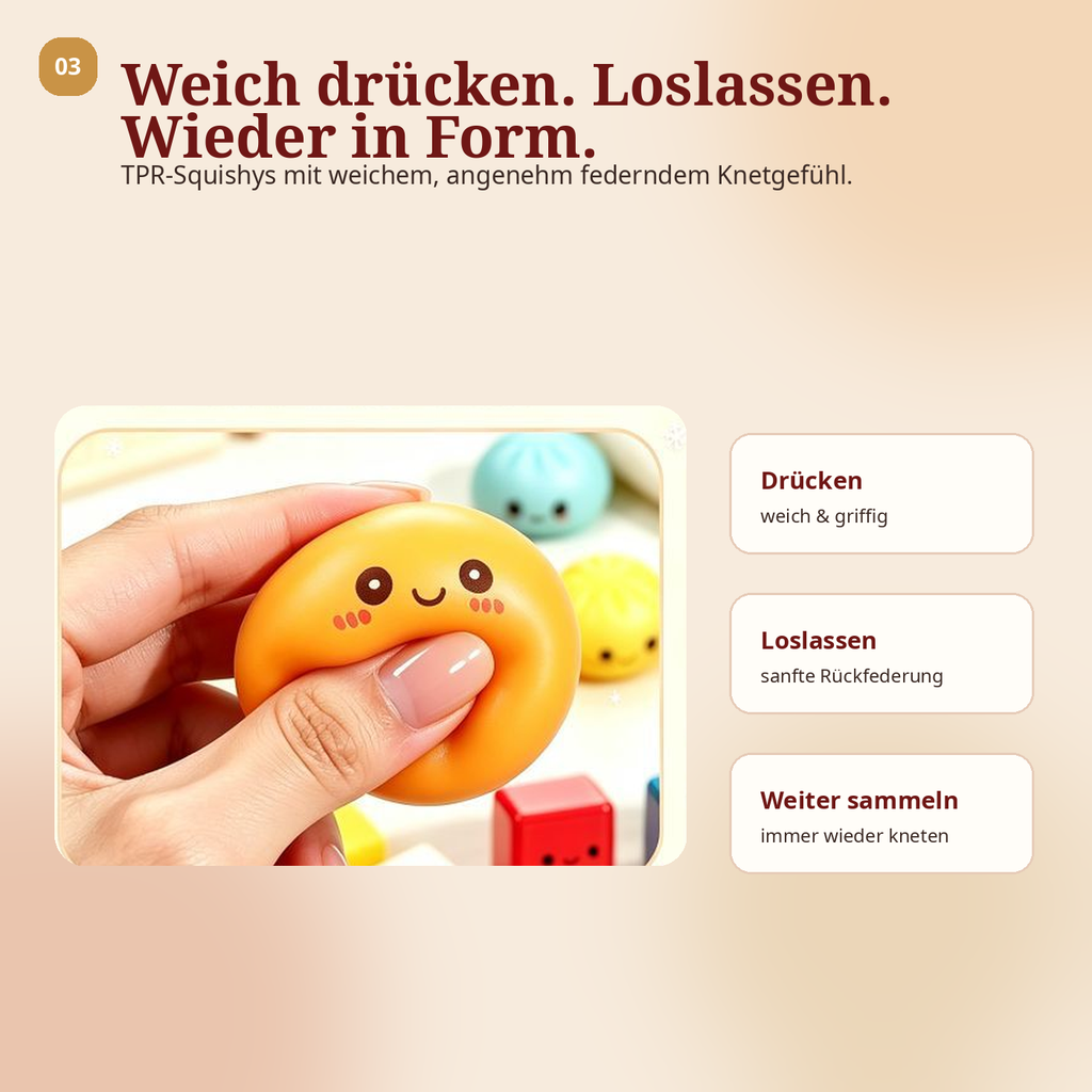 Weich drücken. Loslassen. Wieder in Form.