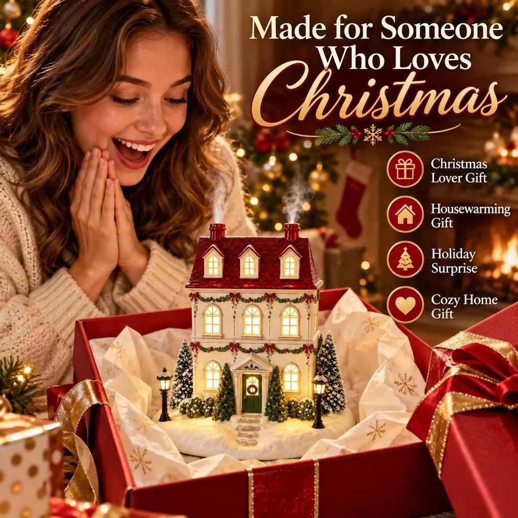 🎄 Weihnachts-Haus Aroma Diffusor – warmes Licht und sanfter Nebel, Festtagsdekoration