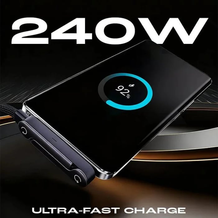 MFi-zertifiziertes 240W Schnellladekabel mit Handy-Ständer – 2-in-1 USB-C Ladekabel für iPhone & Samsung