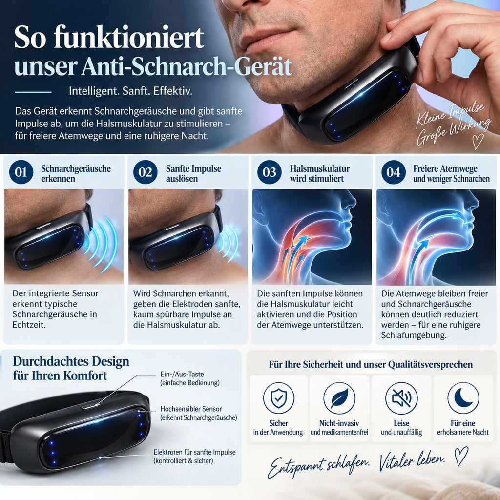 🌙 Calmora Anti-Schnarch-Gerät – Intelligente Unterstützung für ruhigere Nächte