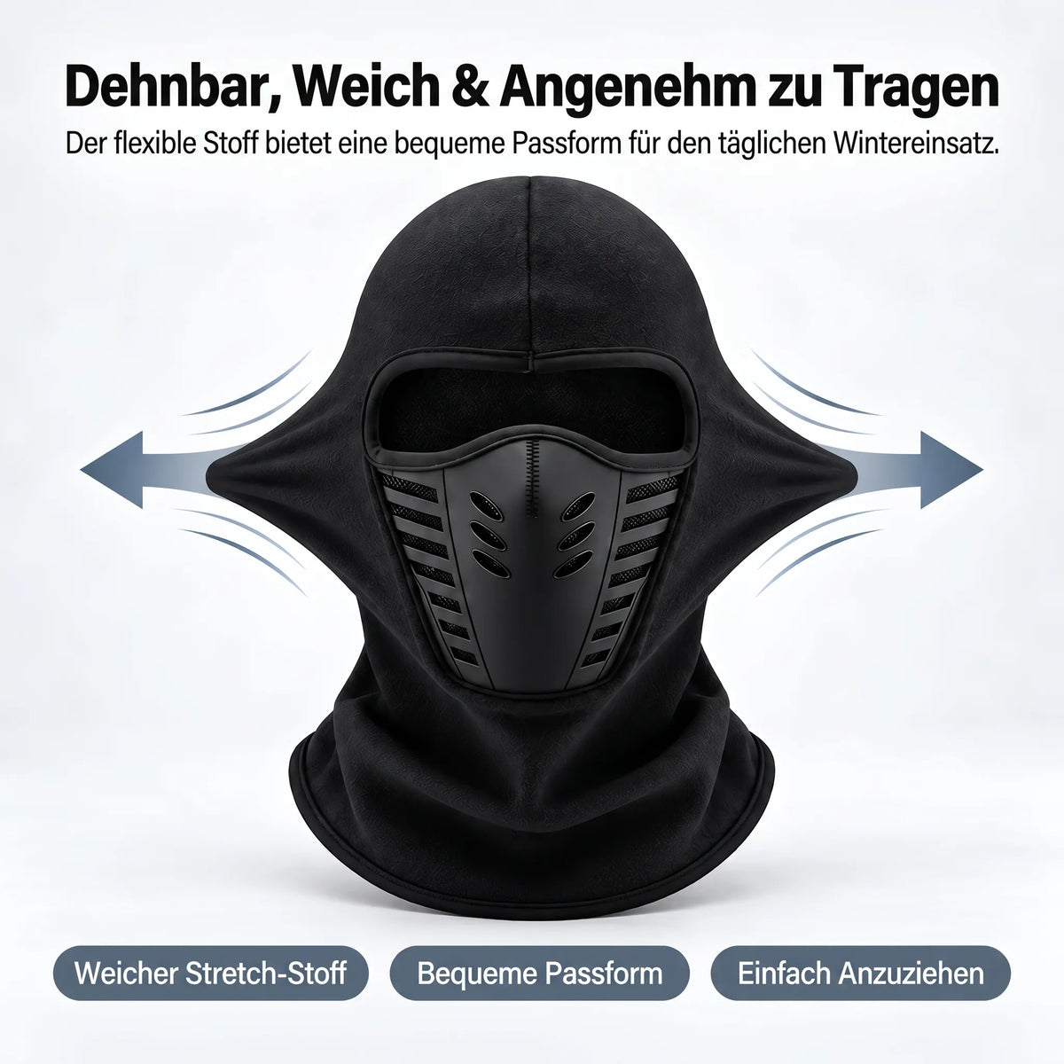 WinterRide 3D-Sturmhaube aus atmungsaktivem Fleece – windabweisende Winter-Gesichtsmaske