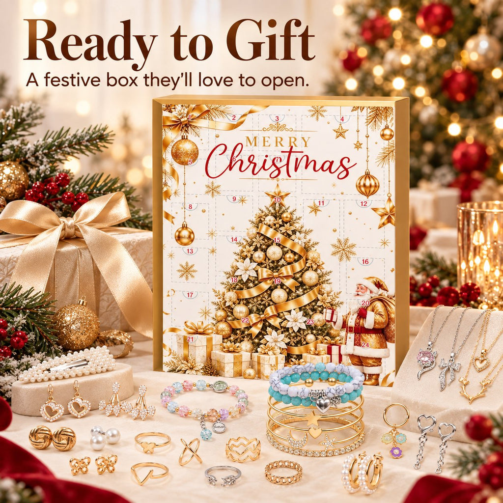 Schmuck Adventskalender mit 24 Türchen | Überraschungen mit Ohrringen, Halsketten & Armbändern