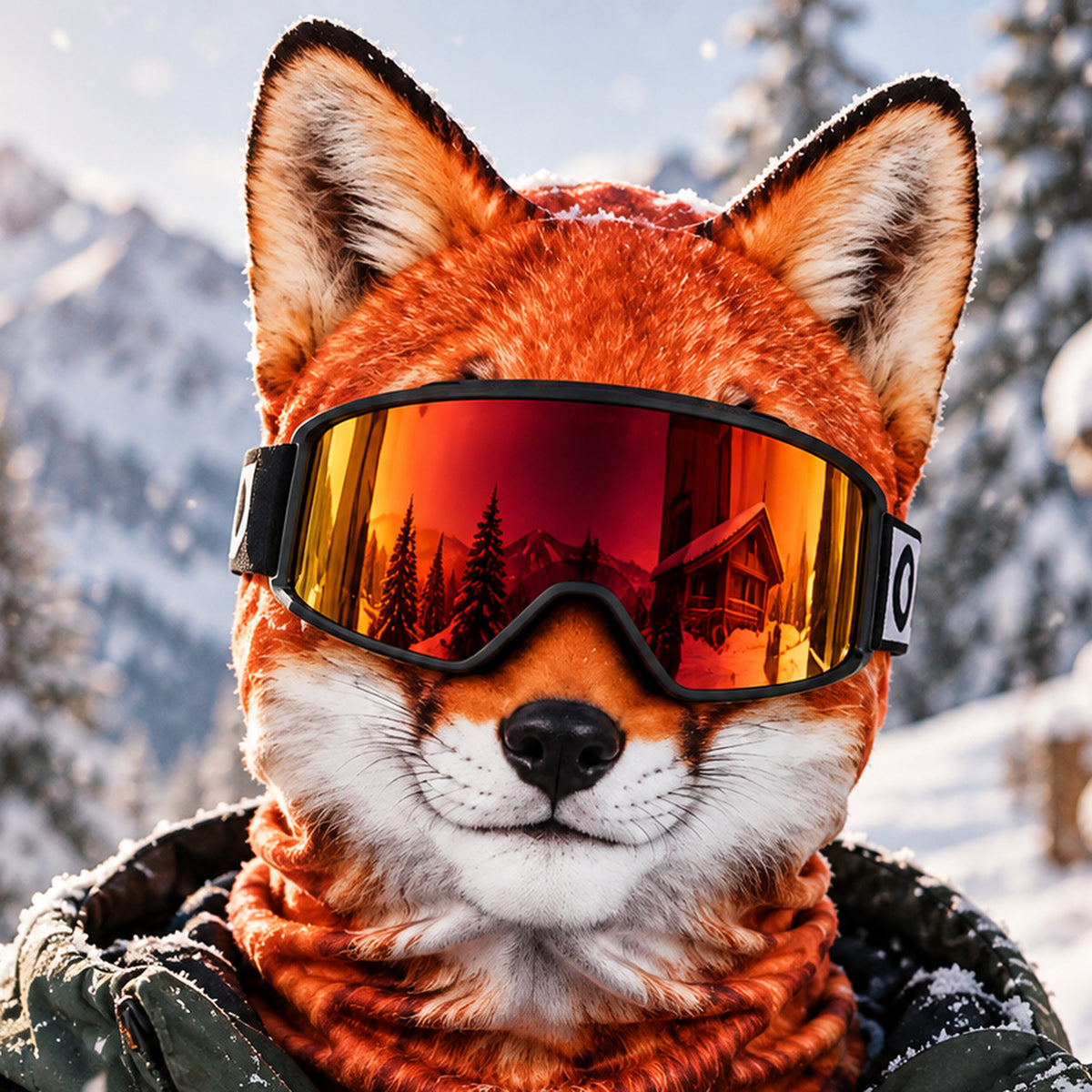 Animal Face Ski Mask im verschneiten Outdoor-Einsatz