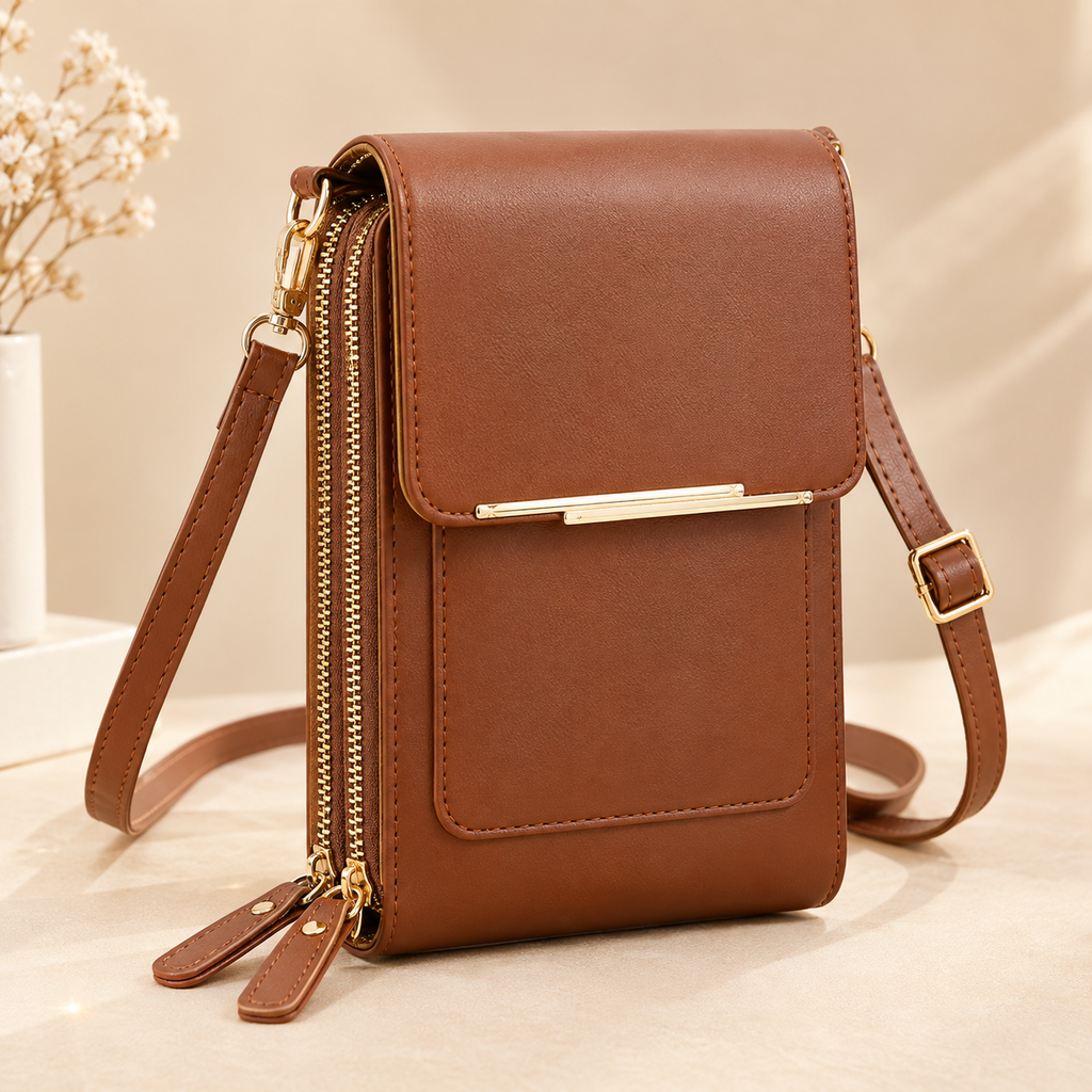 Touchscreen-Handytasche Braun