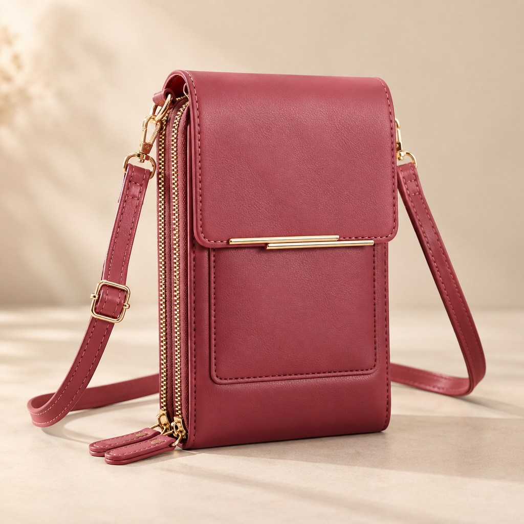 Touchscreen-Handytasche Dunkelrosa