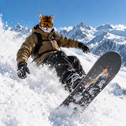 Tiger Animal Face Ski Mask beim Snowboarden