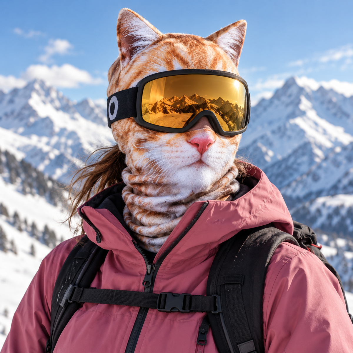 Katze Animal Face Ski Mask im alpinen Winterurlaub