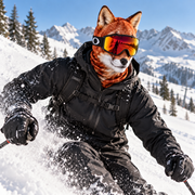 Fuchs Animal Face Ski Mask beim Skifahren