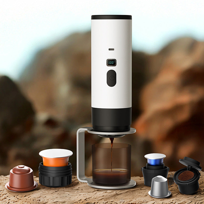 🔥 50 % RABATT – ☕ Tragbare Akku-Espressomaschine | Für Kaffeepulver & Kapseln, USB-C