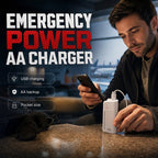 Tragbares Notfall-Ladegerät für Mobiltelefone – Powerbank mit AA-Batterien und LED-Taschenlampe
