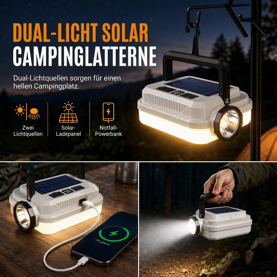 Wiederaufladbare Solar-LED-Campinglampe
